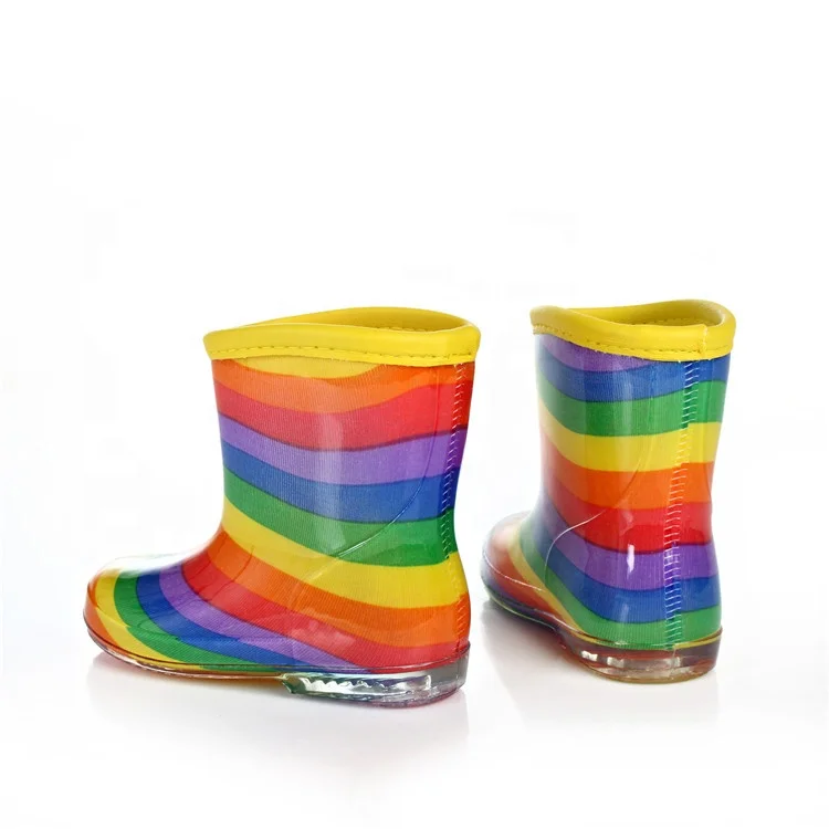 Cheap Kid Rain Boots Water Shoes Wholesale Rainbow Crystal Non-slip Girls Boys PVC Children Waterproof Customized Unisex Midi