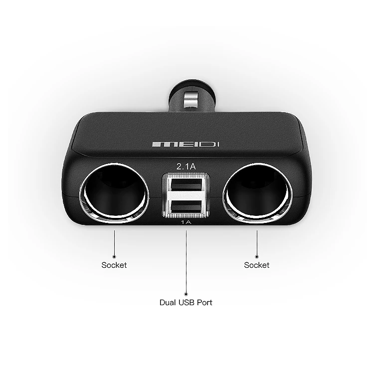 Manufactory Wholesale 12v/24v Car Cigarette Lighter Socket Splitter Charger Power Adapter USB Port with LED Light