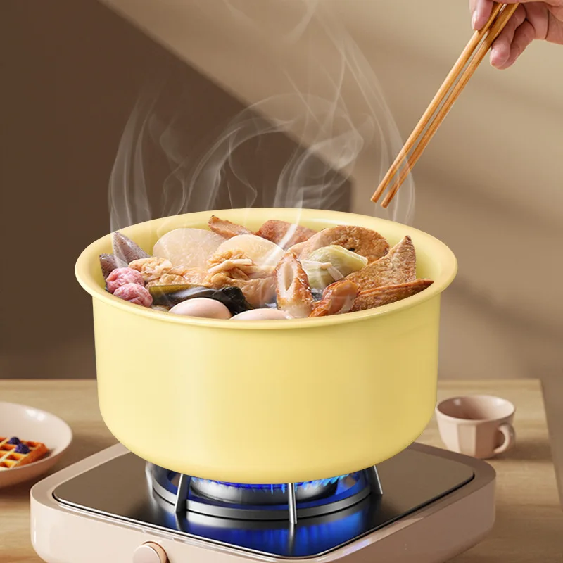 Custom Simple and Fresh Household Aluminium Stock Pot Set Double Bottom Thickened Non-Stick Combination Modern Design Gift Pot