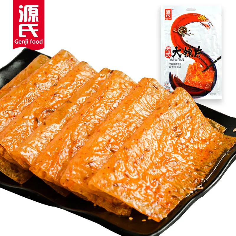 
148g Genji Soybean Products List Old-Fashioned Big Spicy Slice Classic Bean Curd Snack Spicy Strips 