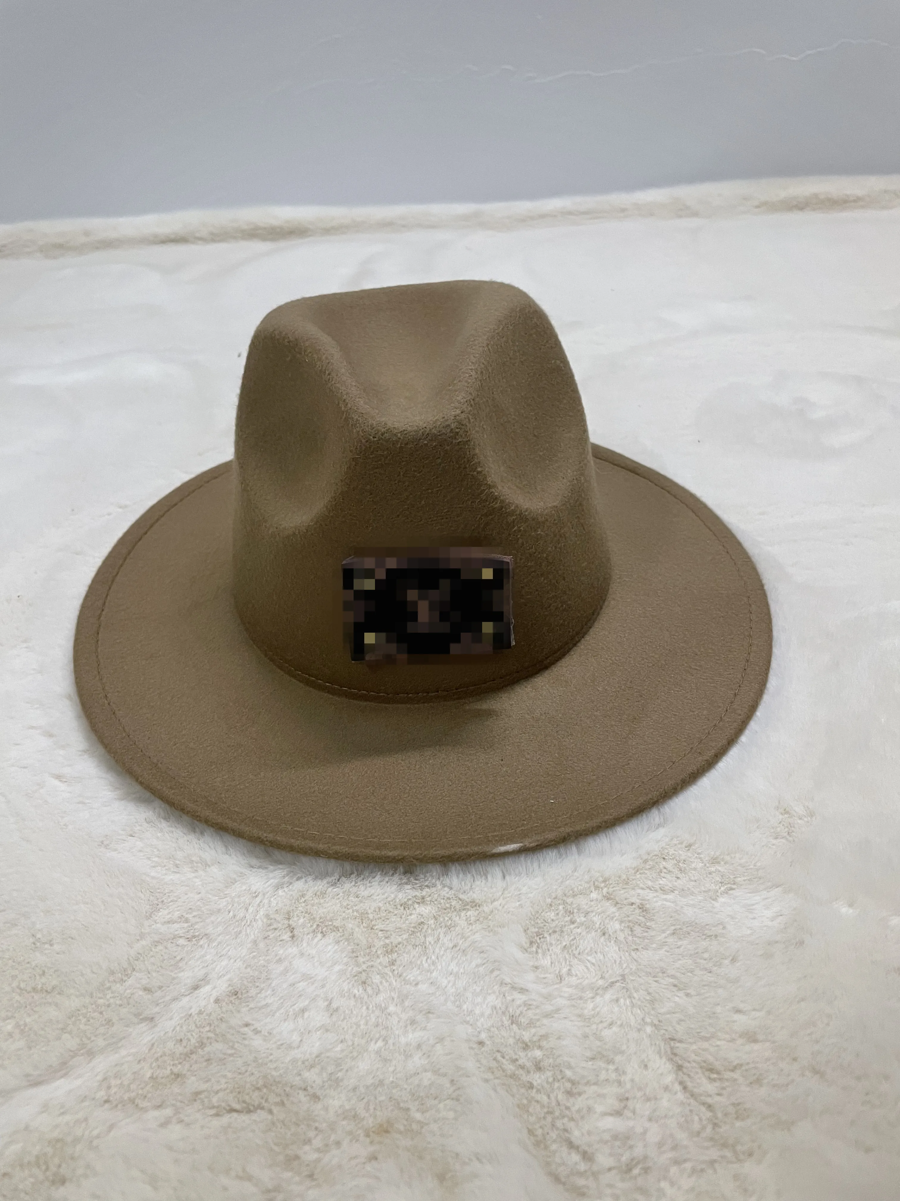 New Style Autumn Winter Classical LOGO Big Wide Brim Jazz Hat Men and Women Top Hat Fedora Hats with Chains