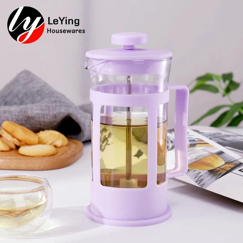 Cheap 300ml Yellow Color Hot Sale Tea Infuser Teapot Glass Travel Palm Restaurant  French Press Coffee Maker