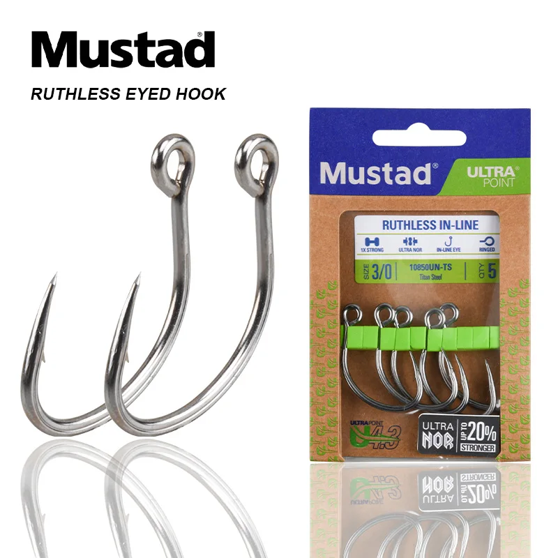 Mustad 10850-UN-TS  1/0 2/0 3/0 100% Norway Origin Fishing Hook Seawater Resistance High Carbon Steel Fishing Hook jigging hook