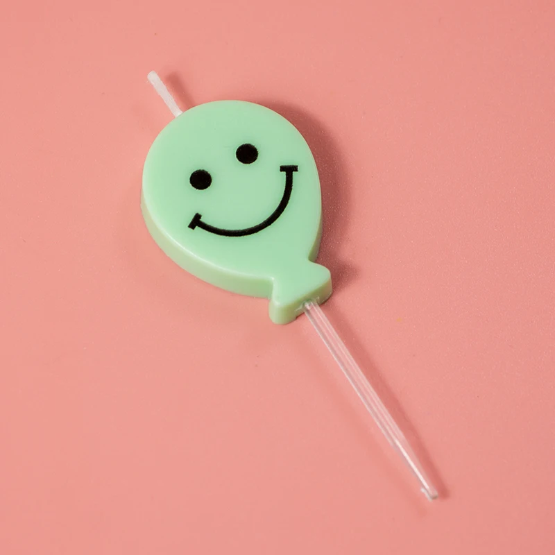 5 Pcs Set Wholesale Colorful Balloon Shaped Birthday Candles with Smiling Face For Kids