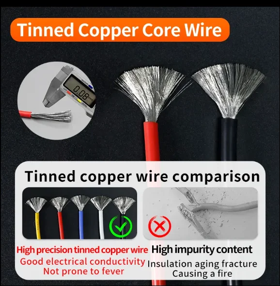 High temperature resistance  12 10 6 awg silicone battery tinned copper cable 14 8 2 awg silicone electrical wire cable