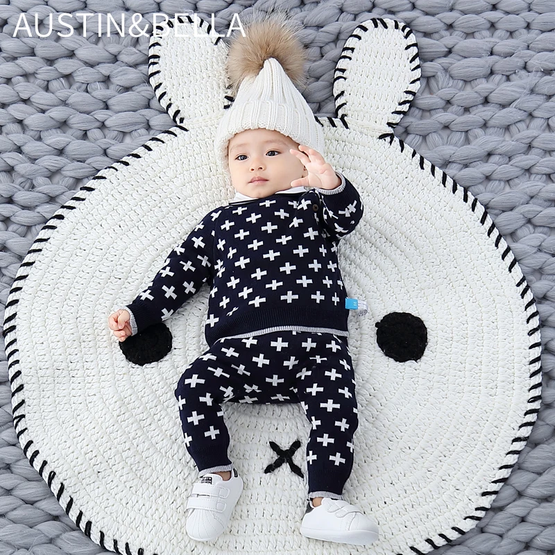 AustinBella/оптовая продажа бутик высокого качества дизайнерская зимняя детская одежда комплект детских свитеров для мальчиков