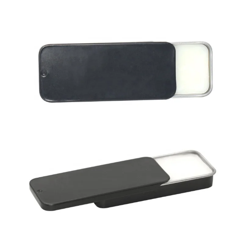 High Quality Cosmetic Custom Tin Case Rectangle Metal Slid Black Tin Can Perfume Solid Wax Packing Metal Tin Can Container