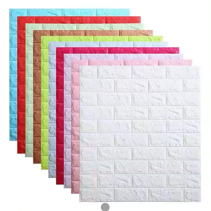 Wholesale self-adhesive 3D three-dimensional wall stickers with soft package brick patterns