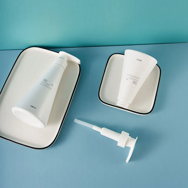 Luxury White Shampoo pump Body Wash Bottles 500 Ml Solid Color Shampoo Bottle Refillable Baby Empty Shampoo Bottles