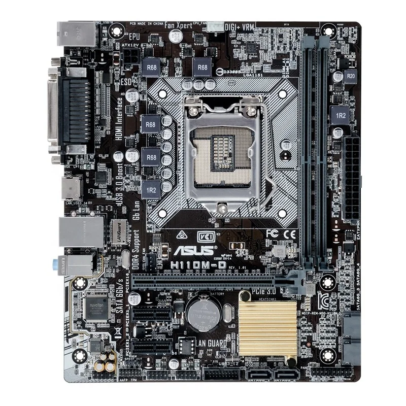 H110M-D FOR ASUS Intel H110 2xDDR4 DIMM Micro ATX form factor LGA1151 Motherboard