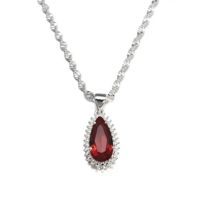 Fashion Ruby Drop Pear-shaped  Necklace for Women Girls