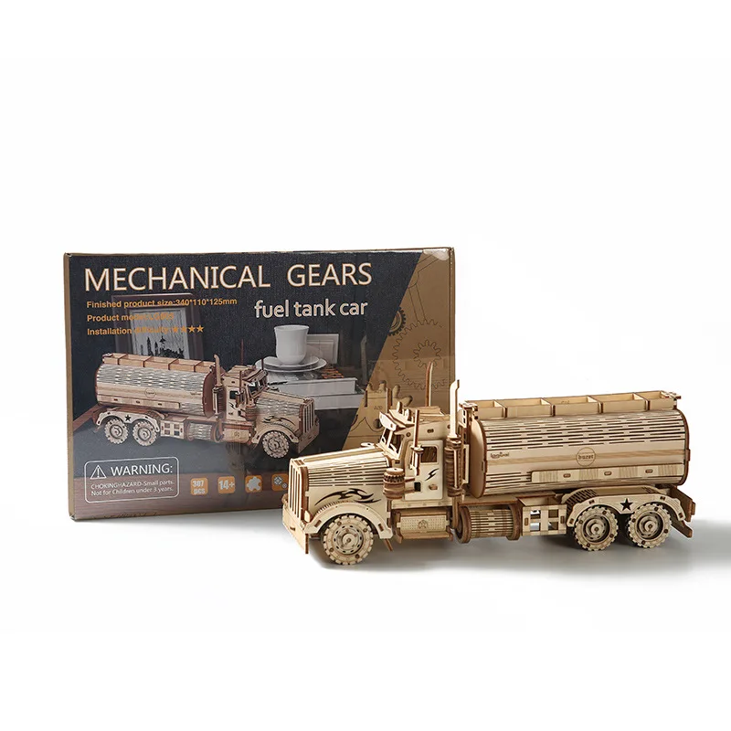 Spot supply jigsaw oil tank car money tank high difficulty DIY truck 3D wooden jigsaw puzzle toy