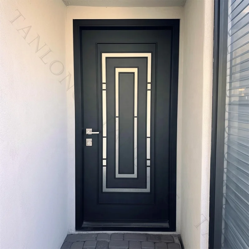 Wrought iron modern panel door front doors modern simple entrance for houses metal doors