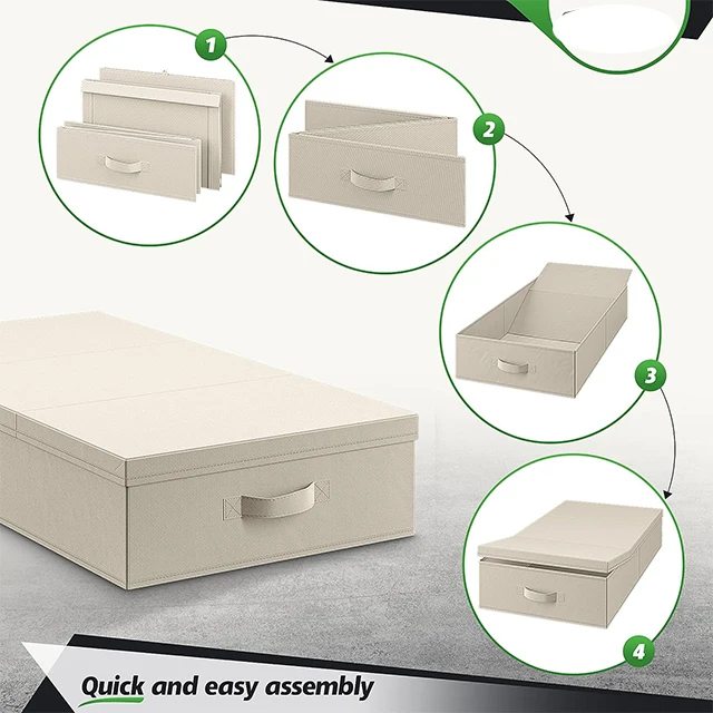 Foldable Under Bed Bags Large Under Bed Storage Boxes Thick Breathable Underbed Clothes Storage Bags Zippered Organizer