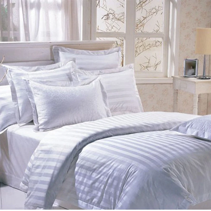 Experienced Manufacturer 100%cotton 60*40 173*120 white fabric 1cm stripe satin fabric for bedding sets