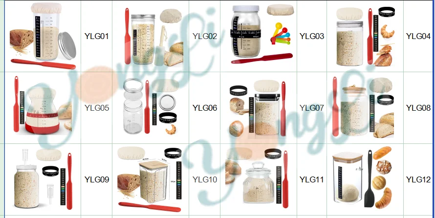 Yongli J-05 Sourdough Starter Jar Sourdough Starter Kit with 2 Part Metal Lid Sour dough Crock Bread Baking