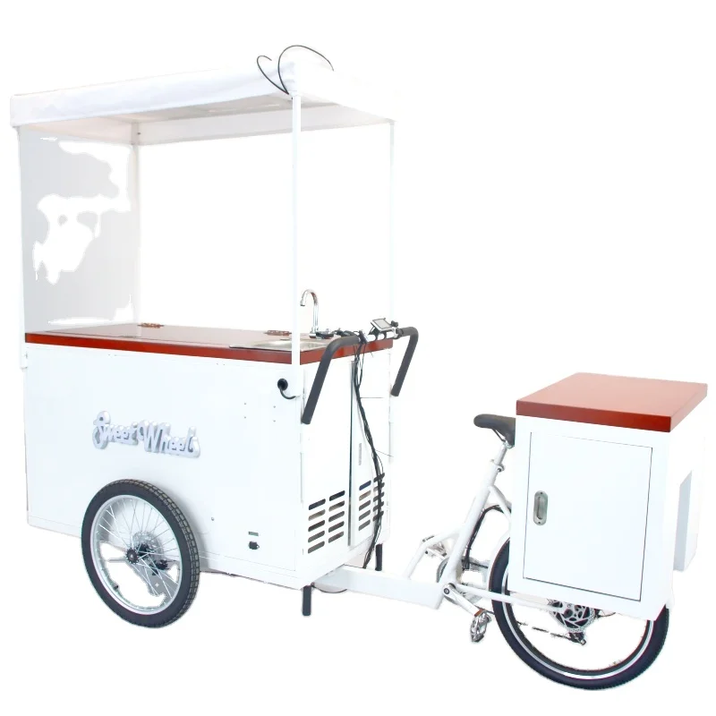 solar Ice cream tricycle ice cream bike with freezer and pedal assist trike