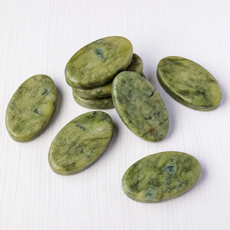 New Arrival Hot Sale Healing Stone Natural Crystal Green Jade Palm Stone Worry Stone Decorative Gift for Meditation