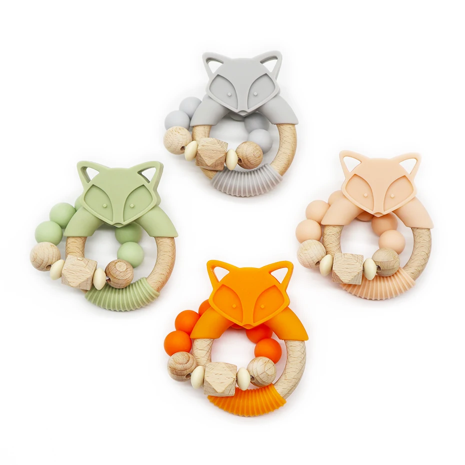 
Handmade teether wooden rings kids teething chew wood baby teethers ring 