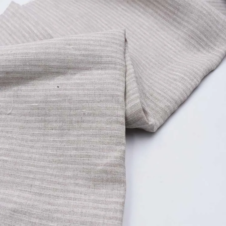 Linen fabric manufacturers wholesale italian french woman man shirting soft flax fabrics yarn dyed stripe linen fabric for dress