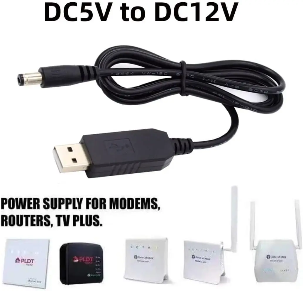 Factory Wholesale High Quality USB-DC Boost Cable DC 5521 Powered Set Up Charger 5V To 12V USB Cable for Wifi Router Modem