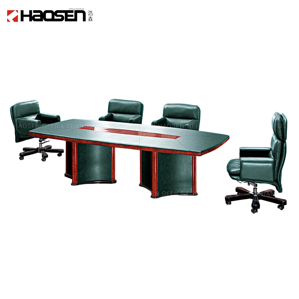 Деревянная кожаная роскошная дизайнерская мебель для конференц-зала длиной 8 человек стол и стул конференций