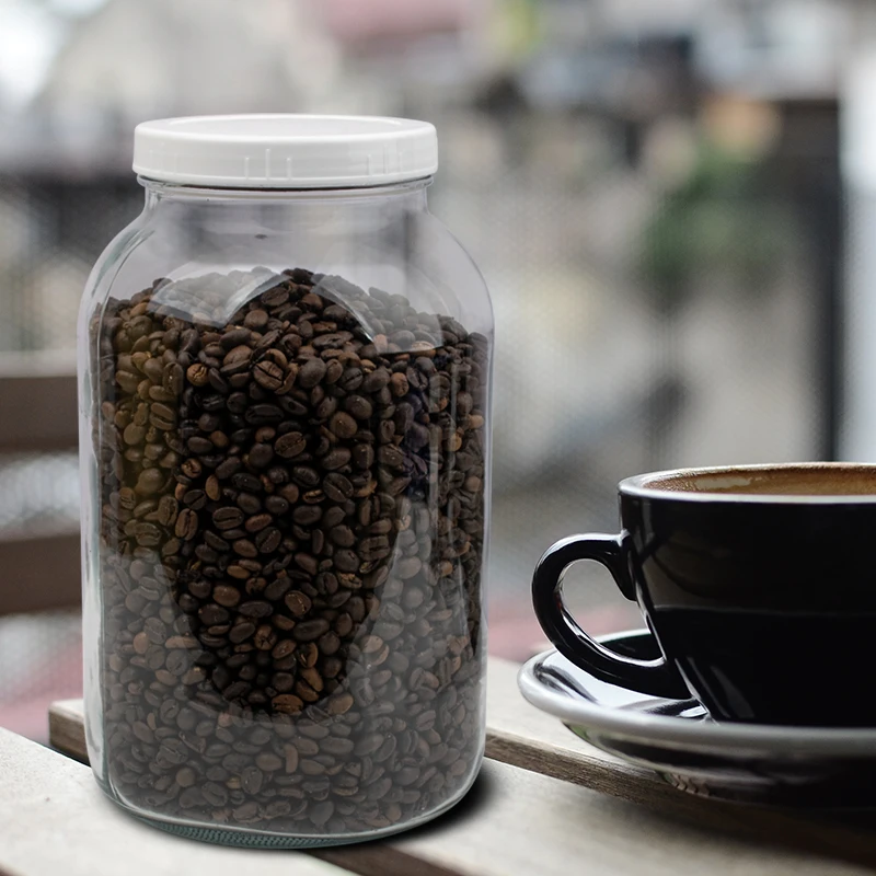 1 Gallon Glass Jar with Lid Wide Mouth Large Mason jars 128 oz Leak Proof Airtight Metal Lid and plastic lids