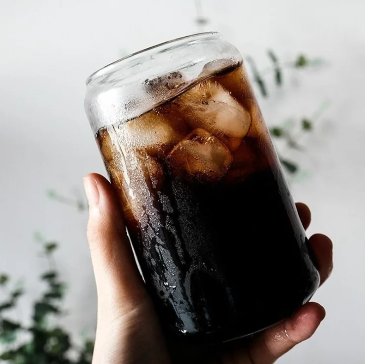 Wholesale color beer cans glasses mug drinking juice glasses beer glasses with bamboo cups and straws