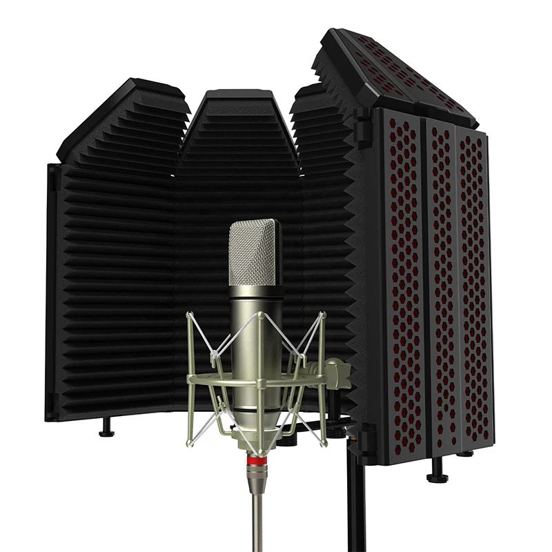 Newest hot selling factory 5 doors windscreen studio microphone mic isolation shield