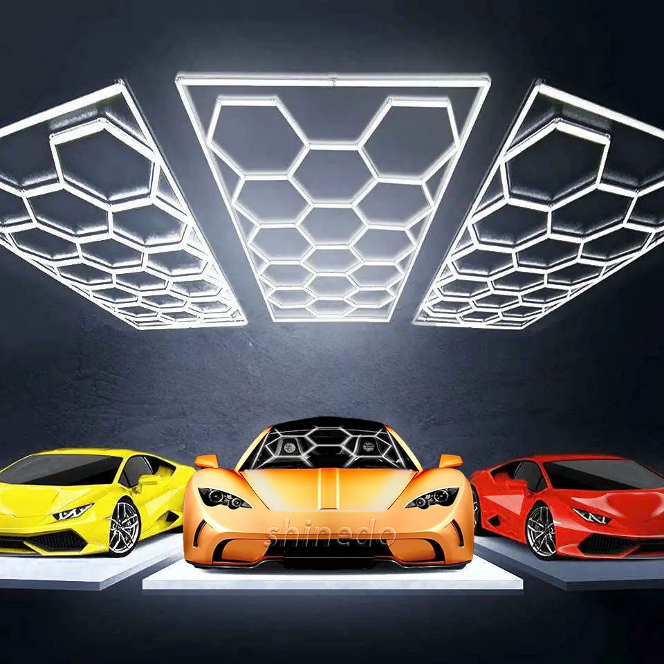 Custom Hexagon Workshop clothing store Lights Led For Car Shop And Garage honeycomb lights Led hexagon Work Garage Light Ceil