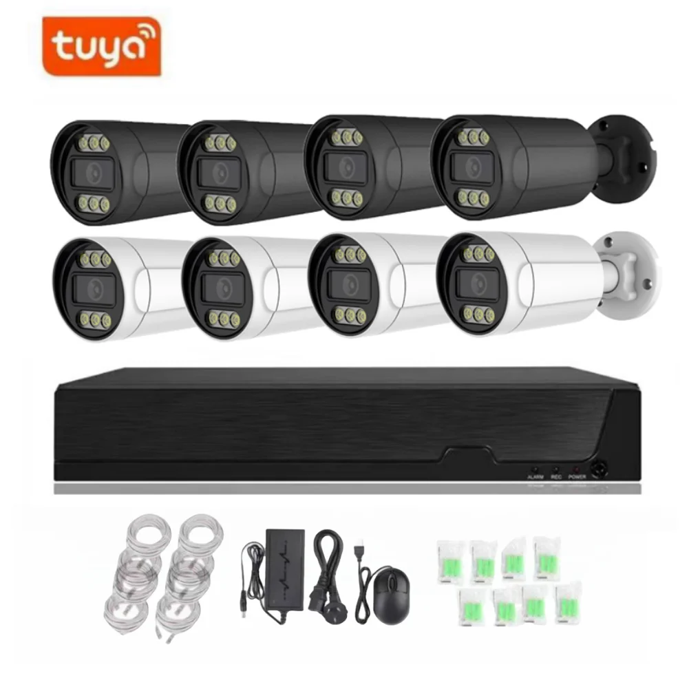 4k 8ch Outdoor Waterproof Poe Nvr Kit Cctv System 2 Way Audio Full Hd Network Video Recorder Color Night Vision Bullet IP Camera