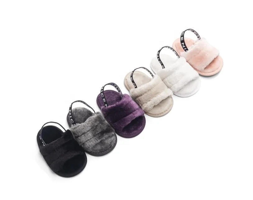 2021 comfortable synthetic fur one infant shoes 0-1 years old baby trainers slip-on soft flat toddler shoes elastic girls shoes