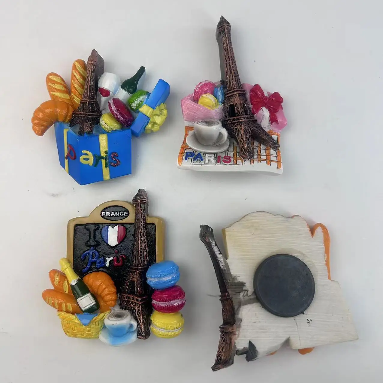 Paris unique Eiffel Tower food flower  hand painting souvenir tourist custimization resin  fridge magnet