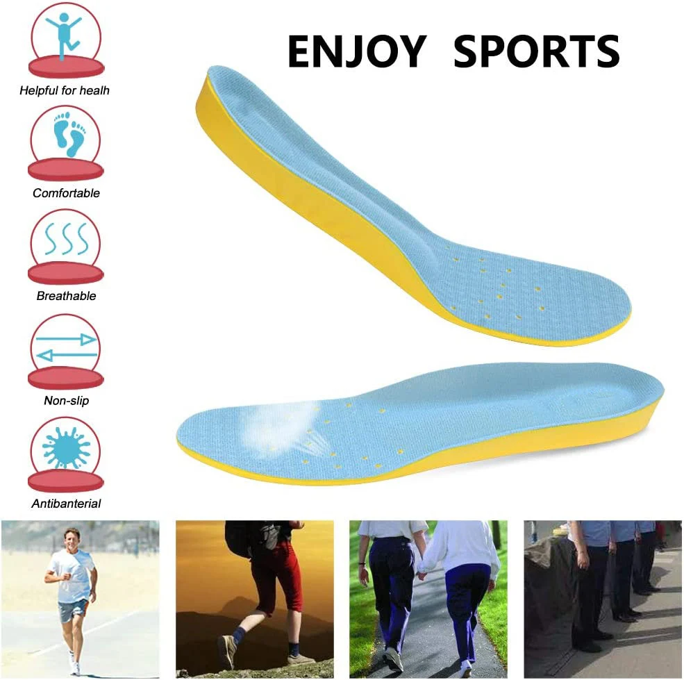 Custom Logo Breathable Memory Foam Orthotics Insoles Arch Supports Insoles For Shoes Sports
