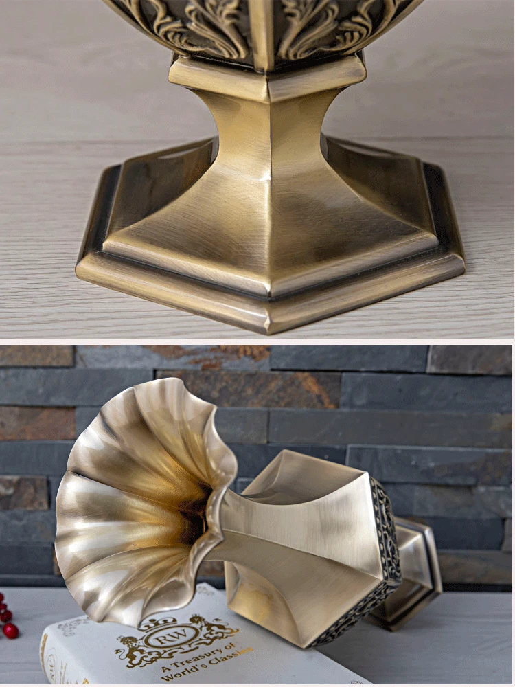 Роскошная винтажная шестиугольная металлическая Цветочная ваза дворца