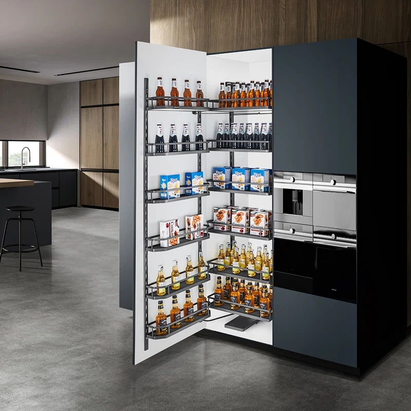 JAYNA Flat Metal Material Kitchen Organizer 6/5/4/2 Layer Tall Unit Pull Out Pantry Storage Basket