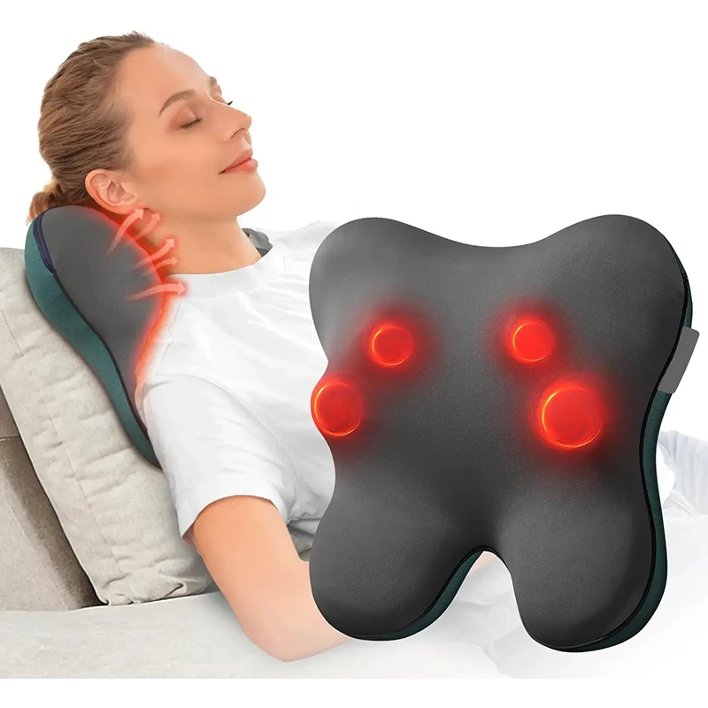 LICHANG Infrared Large Area Shiatsu Back Massage Pillow Waist Heating Electric 4 Nodes Deep Kneading Massage Pillow