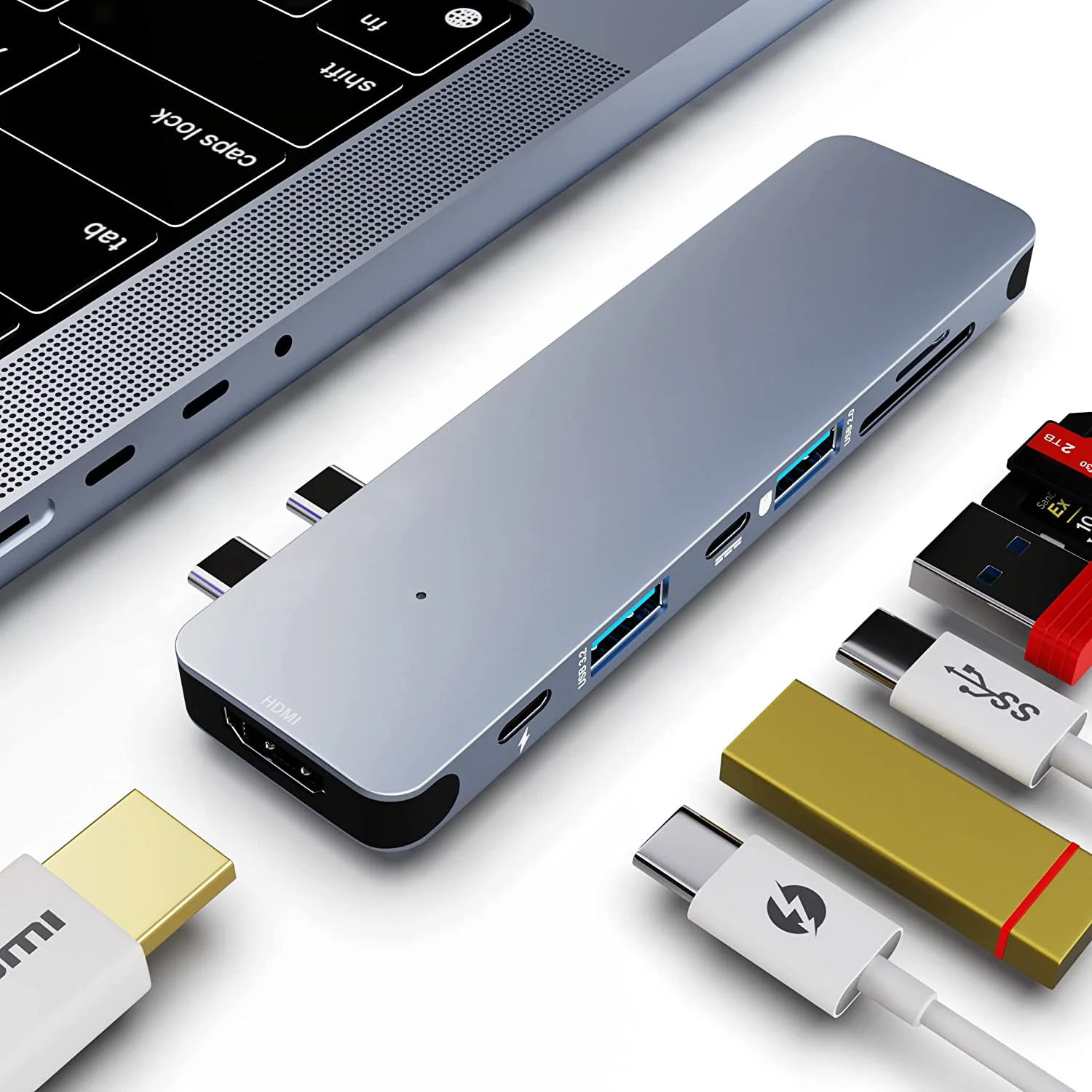 Thunderbolt 3 Type C to USB 3.2 Hub 10G 4K60 Dual 7in1 MST Docking Station Hub 3.0 MST PD for Macbook Pro Air