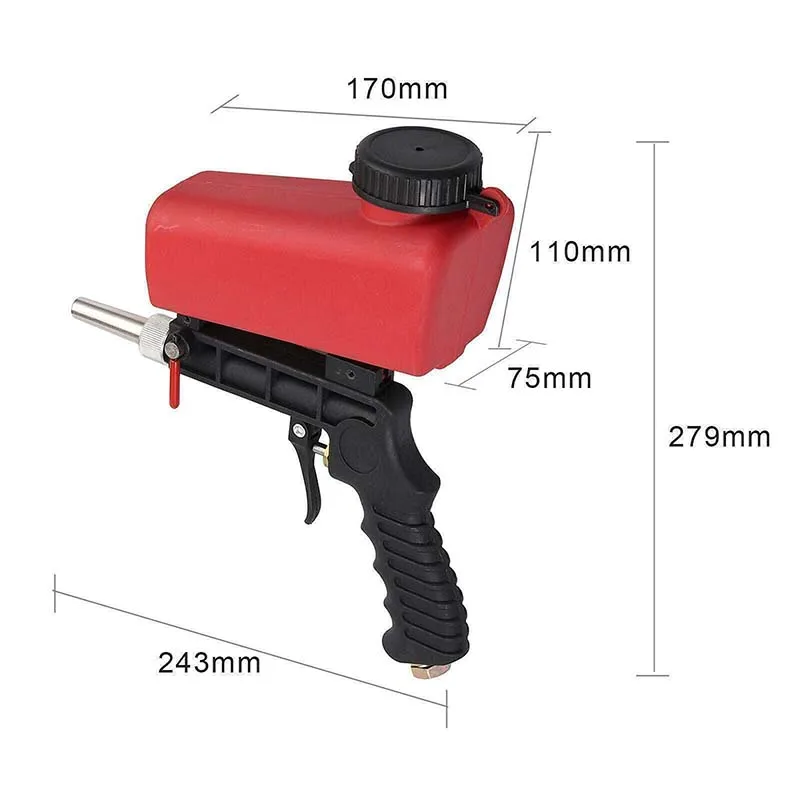 90psi Adjustable Portable Gravity Pneumatic Small Air Blasting Derusting Sandblasting Gun