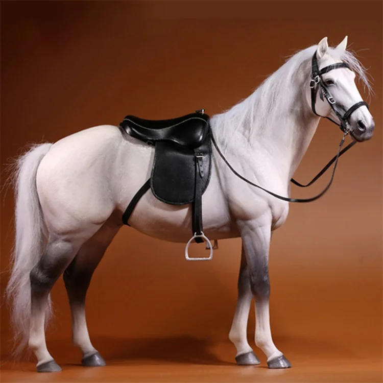 Simulate 1/6 warm-blooded horse animal model equestrian crafts horse white horse resin ornaments