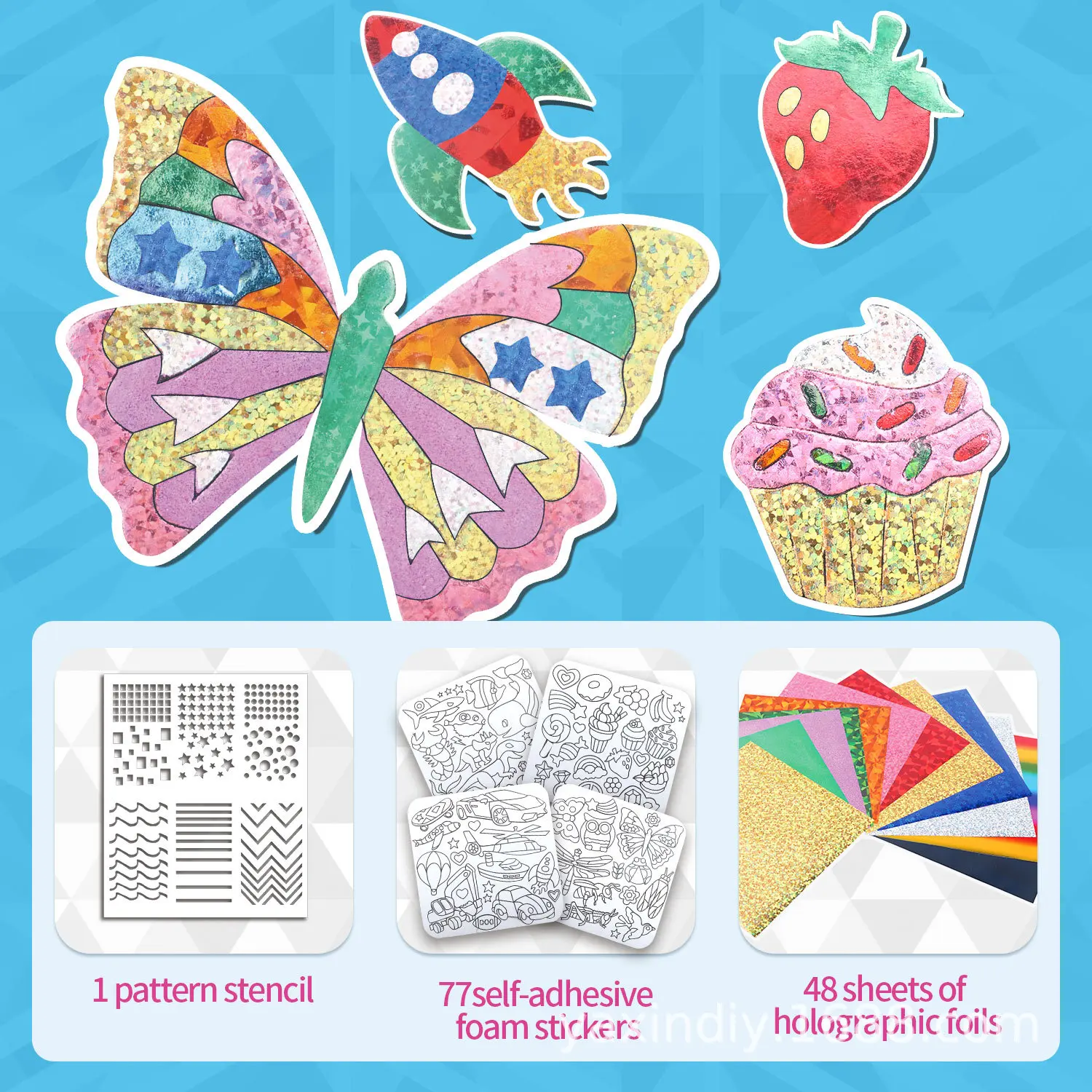 Early Learning Art Kit with Magic Stickers Handmade DIY Indoor Craft Activities Educational Jewelry Making Toys for Kids