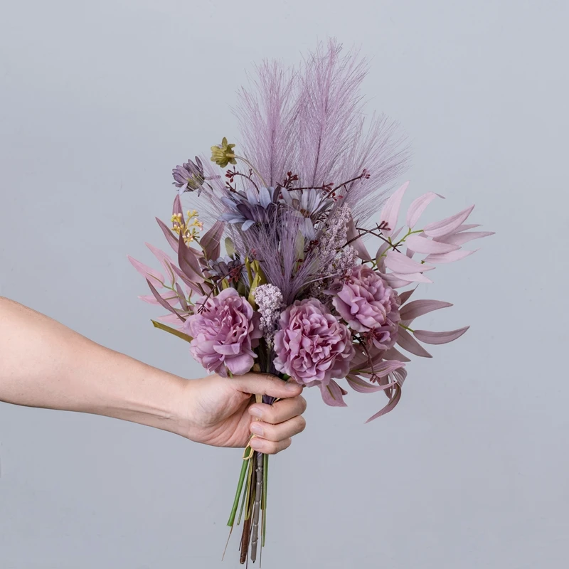 CF01127B Popular Artificial Wild Chrysanthemum and Peony Bouquet For Festive Decorations