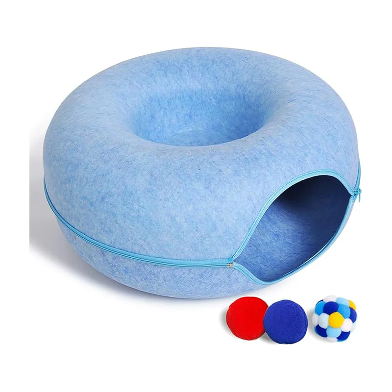 Wholesale Comfortable Cute Design Plush Cat House Handmade Felt Cat Cave Bed For Pet