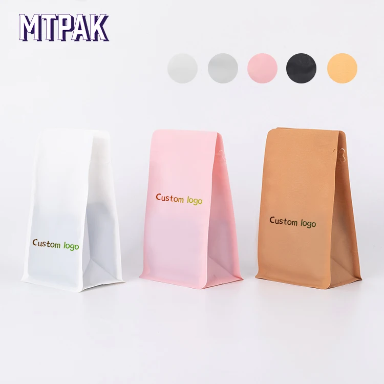 100% recyclable custom logo printed zip lock coffee bean bag with valve