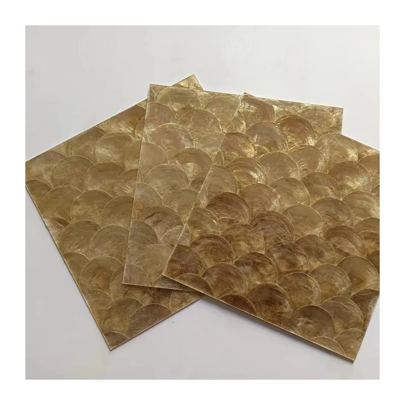 Gold Yellow Mother Of Pearl Sea Shell Mosaic Tile For Kitchen Backsplash