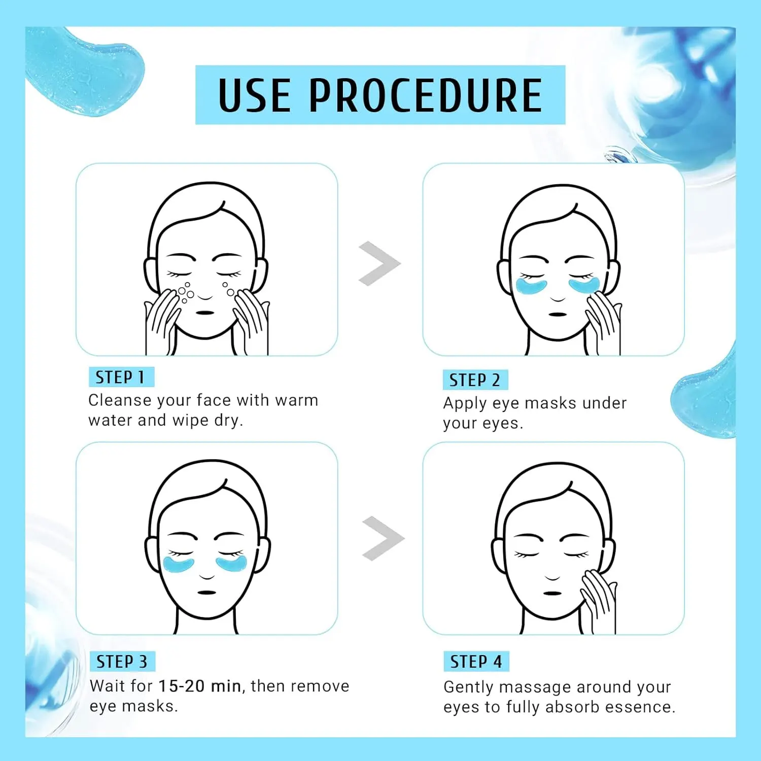 OEM ODM Natural Eye Mask Hyaluronic Acid Collagen Eye Pad Moisturizing Reduce Wrinkles Puffy Under Eye Patches