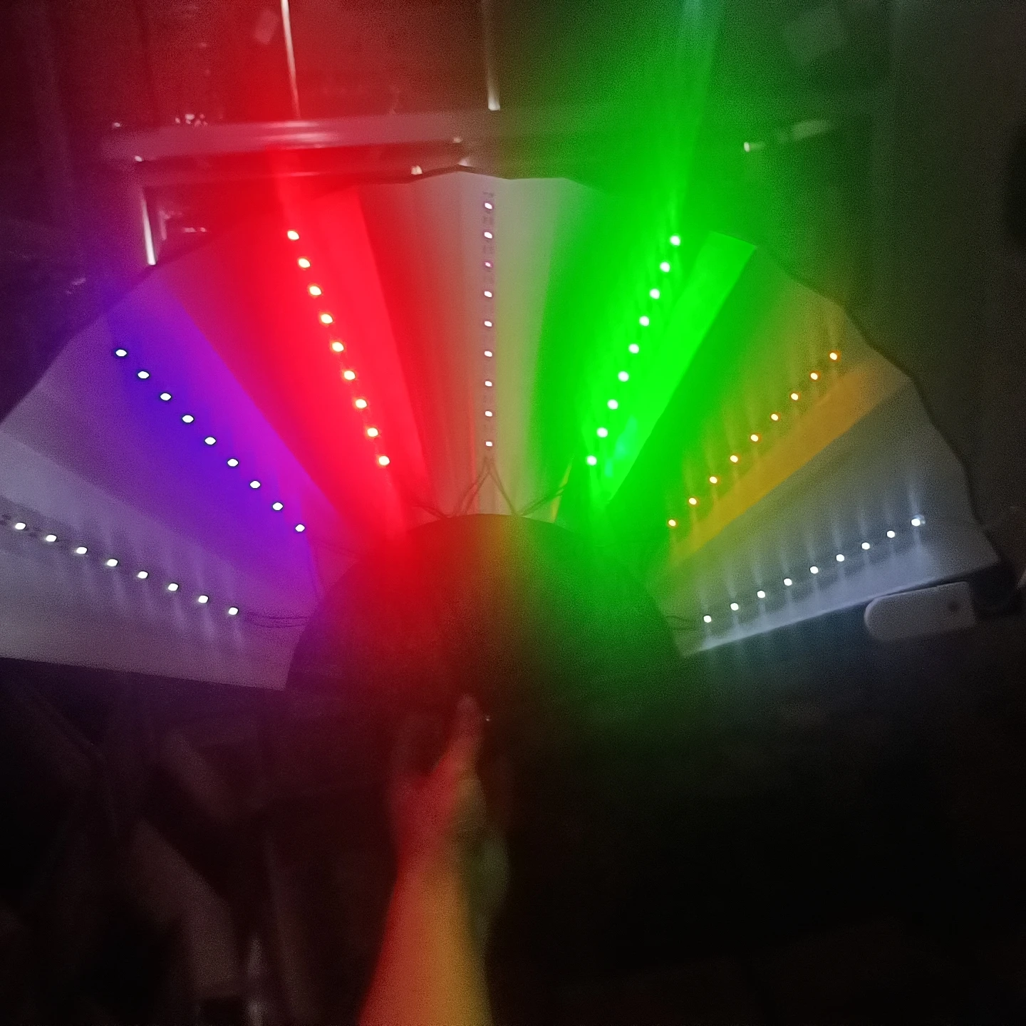 6 color LED folding rave fan bamboo fabric 33cm dance hand fan party stage glitter fans