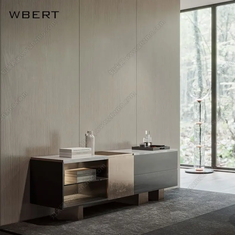 WBERT Italian Luxury Solid Wood TV Cabinet for Hotel Guest Room Modern Simple Entrance  Living Room Apartment Decoration Cabinet