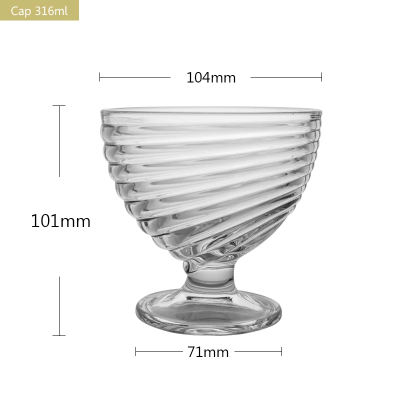 Luxury 316mL Single Wall Crystal Glass Ice Cream Bowl Wholesale From China