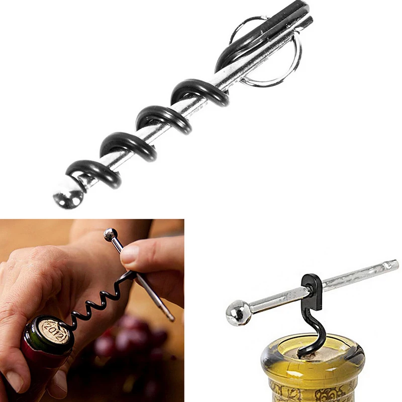 Mini Pocket Red Wine Bottle Corkscrew Beer Cap Opener Keychain Key Ring Multifunctional Stainless Steel Bottle Opener